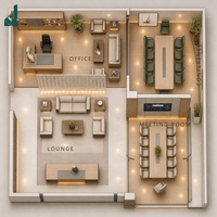 Service de design d'intérieur de bureau moderne, planification d'espace commercial, rendu 3D, solution de mise en conformité pour salle de réunion et poste de travail