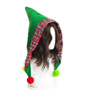 Gorro de Elfo Navideño Luling Yaoyao, Talla Única, Colorido, con Pompones, Accesorio para Disfraz Navideño - Product Image 2