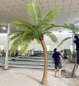 Grandi Palme Artificiali in Fibra di Vetro con Foglie Verdi e Rosa, 2m-3m, per Esterni, con Base in Metallo, Pianta Tropicale Finta - Product Image 5
