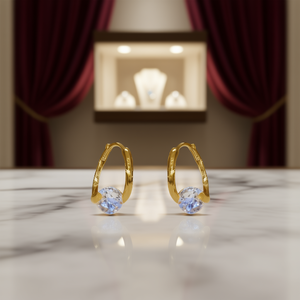 ต่างหูห่วงทอง E3864พร้อมกรอบพลอยเทียมคริสตัลสำหรับสวมใส่ได้ทุกวันเครื่องประดับสไตล์คลาสสิก - Product Image 2