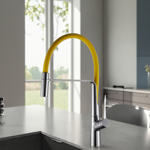 Flexibilité améliorée <span class=keywords><strong>Tuyau</strong></span> en silicone jaune <span class=keywords><strong>Robinet</strong></span> d'évier universel pour cuisine commerciale pour un nettoyage facile - Product Image 1