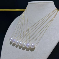 Bijoux de mode, chaîne Rolo en or 18 carats, pendentif simple en perle d'eau douce ronde Edison de 10-11 mm pour femmes