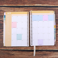 Carnet de planification des objectifs personnalisé à spirale, reliure rigide, journal de productivité mensuel et hebdomadaire avec intercalaires