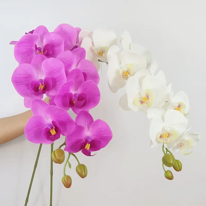 Großhandel Faux 9 Köpfe Orchidee 3D-Druck Real Touch Latex Künstlicher Schmetterling Phalaenopsis Orchidee Blumen