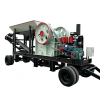 Concasseur à mâchoires mobile sur pneus 3-6t/h, installation de concassage de pierres sur site avec alimentation de 150 mm, PE200x300