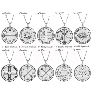 Sceau de Salomon <span class=keywords><strong>44</strong></span> Jupiter Mars Mercure Lune Saturne Soleil Vénus Amulette Collier pendentif en acier inoxydable - Product Image 4