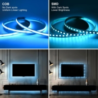 Tira de Luces LED RGBIC COB Flexible de Alto Lumen KCX, DC12V, 576 LED/M, Chip WS2811, Tira de Luces LED Inteligente de Color de Ensueño para Decoración
