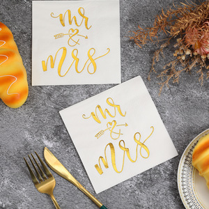 Gold Embossed Paper Napkins 250mm Three Layer Wedding Party Disposable Serviettes - Product Image 1