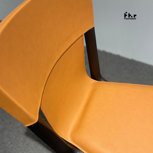 Customizable Orange Upholstered <b>Dining</b> <b>Chair</b> Black Wood Frame Leisure <b>Chair</b> Wholesale for Home Commercial Use - Product Image 3