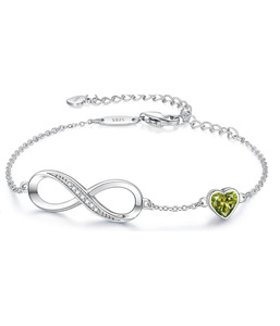 2025 nueva moda 925 corazón de plata cumpleaños circón piedra pulsera infinitos pulsera de 8 caracteres para mujeres y niñas - Product Image 3