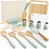 Cadeau idéal pour les tout-petits, outils de cuisine sûrs et réalistes, ustensiles pour enfants, ensemble de cuisine et de pâtisserie en bois