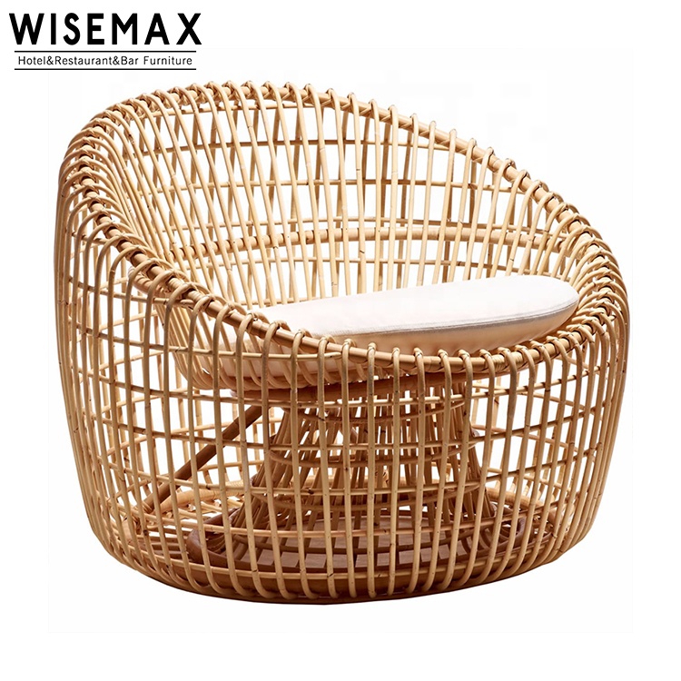 WISEMAX FURNITURE モダンナチュラル ラタン製3人掛けソファ チェア