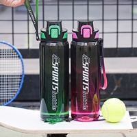 Gobelet réutilisable transparent bicolore anti-fuite de 1000 ml/750 ml avec couvercle et cordon, options multicolores, matériau PC