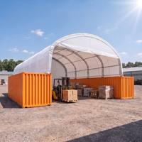 Abri conteneur à double treillis 30' x 40' avec couverture en PVC 17 oz et paroi latérale fermée pour le stockage de machines