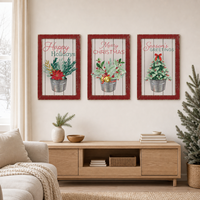 Ensemble d'art mural rustique imprimé Noël, cadre en MDF, pour salon, décoration de maison de vacances – Choix Premium