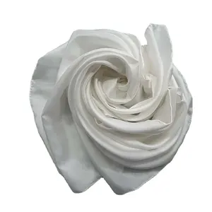 春季中国定制100% 丝缎素色白色丝巾绘画