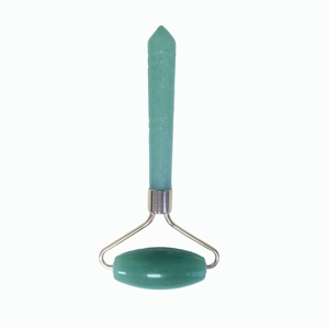 Rouleau de massage facial à tête unique en aventurine verte avec poignée pagode, outil de massage pour le soin de la peau et la beauté - Product Image 1