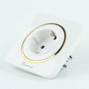 Enchufe de Pared Schuko Europeo, Panel Blanco con Detalles Dorados, Estándar Alemán, Tomacorriente de Pared de 10A para Instalación Eléctrica en Hoteles y Hogares - Product Image 4