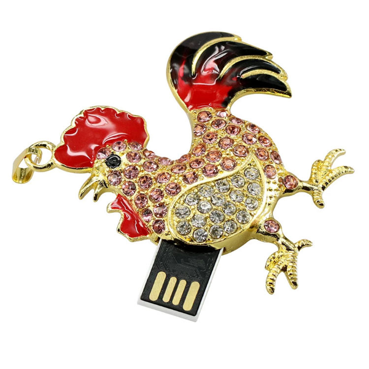 Promocional collar de joyas de estilo forma de Polla de memoria Usb Stick 2GB 4GB 8GB Gallo Usb Flash Drive 16GB 32GB Pendrive