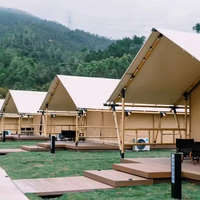 Tentes de luxe personnalisées pour hôtel Safari Lodge Tente de camping d'extérieur en toile imperméable avec double poteau en V à bas prix pour salles de bain