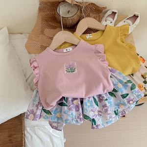 Ensemble à manches courtes pour <span class=keywords><strong>filles</strong></span> de style europé<span class=keywords><strong>en</strong></span> et américain d'été de 24 pouces Nouveau t-shirt imprimé papillon pour bambins <span class=keywords><strong>en</strong></span> gros Ensemble de vêtements <span class=keywords><strong>deux</strong></span> pièces - Product Image 4