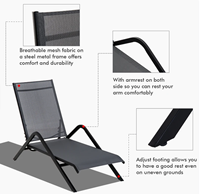 Chaise longue d'extérieur moderne en Teslin, réglable, pliable, résistante aux UV et durable, idéale pour les hôtels, les cours et les parcs