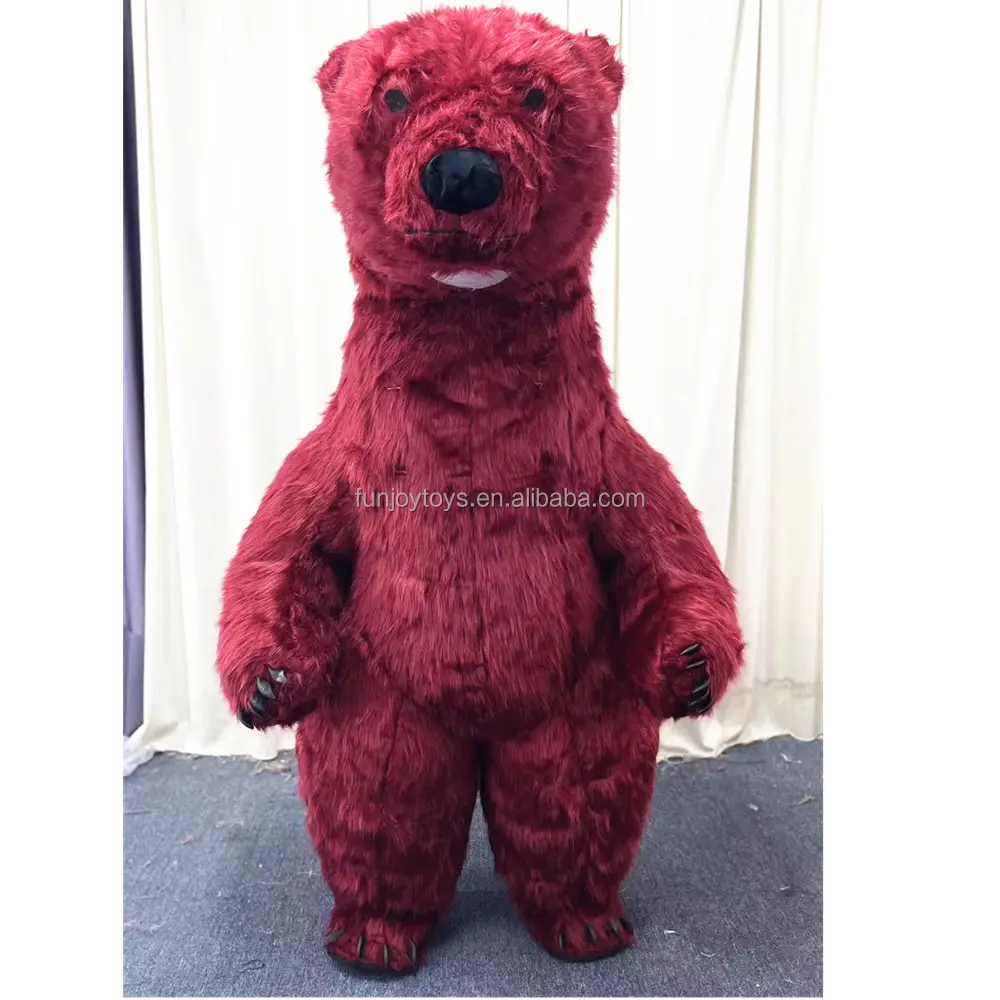 Commercial dark red big inflatable polar bear mascot costume suit cosp for amusement cosplay party
