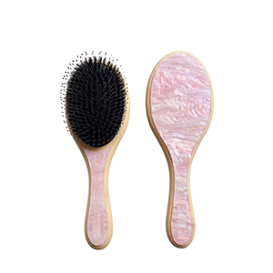 Brosse plate ovale ventilée en nylon rose <span class=keywords><strong>Chantilly</strong></span>, avec manche en bambou bio artisanal, pour démêler les cheveux, idéale pour la maison - Product Image 5