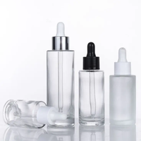 Flacons compte-gouttes en verre dépoli transparent de luxe pour huiles essentielles, 20ml, 30ml, 40ml, 50ml, 60ml, 80ml, 100ml, avec épaulement plat