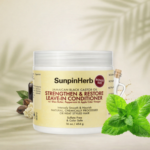 Acondicionador sin enjuague fortalecedor con aceite de ricino negro jamaicano, manteca de karité y menta para cabello seco y quebradizo - Product Image 5