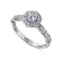 Romance en gros |   Bague Halo Fleur en Or 18K avec Diamant 0,55 ct Sertissage Griffe Pavé Certifié – Modèle de Fiançailles