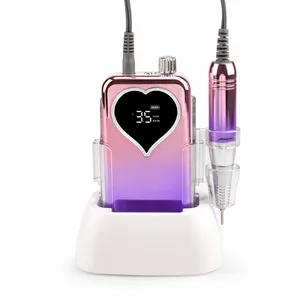 Nail Suppliers Heart Shape Gradient Color 35000RPM Portable and Desktop Carbon Brush Quiet Electric Nail Drill Machine