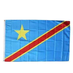 Wholesale 3*5FT Polyester Silk Print Hanging all size Country Custom Flag Congo Democratic Republic of the Congo national Flag