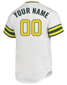 Camisetas de Béisbol al por Mayor Personalizadas del Equipo de <span class=keywords><strong>Oakland</strong></span>, Estilo Botón Verde y Blanco, Personalizadas en Negro, Cosidas a Bajo Costo - Product Image 2