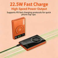 Nouvelle arrivée, batterie externe magnétique sans fil PD22.5W 15W avec écran couleur TFT, béquille circulaire rotative intégrée, portable pour iPhone