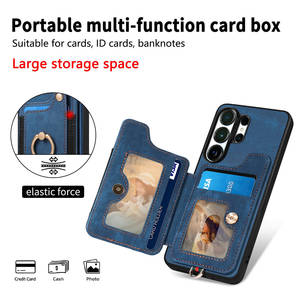 Funda de Lujo con Bloqueo RFID <span class=keywords><strong>para</strong></span> Samsung <span class=keywords><strong>Galaxy</strong></span> S26 Ultra, con Anillo, Correa de Muñeca, Porta Tarjetas, Cubierta Protectora de PU+TPU - Product Image 3