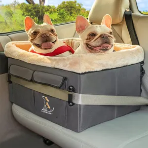 QQgift seggiolino auto personalizzato per cani di grandi dimensioni seggiolino auto da viaggio per animali domestici con cintura di sicurezza cuscino a doppia faccia lavabile e tasca portaoggetti