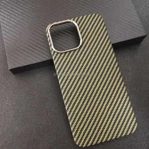 FY Slim Case Compatible with iPhone 13 Pro 6.1 Inch Real Carbon Fiber Minimalist Phone Cover Aramid fiber mobile shell