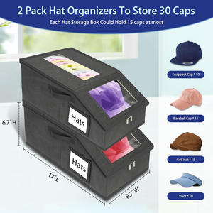 Boîte de rangement à fermeture éclair grande capacité pour casquettes, casquettes de baseball, chapeaux de golf, organisateurs anti-poussière pour jouets, vêtements, boîte de rangement avec couvercle - Product Image 1