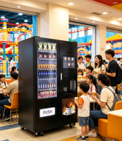 Nouvelle machine distributrice 2-en-1 de snacks, boissons et café, modèle 2026, en promotion, 24h/24, sans personnel, avec écran tactile et service en libre-service