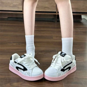 Original 2025 printemps nouveau Style décontracté Fitness chaussures de marche pour femmes tout match noir rose blanc dans la conception de pain tendance - Product Image 3