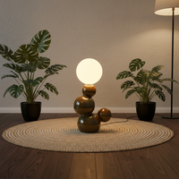 Lampe de table électrique LED au design moderne et simple en céramique avec base d'ampoule G9, abat-jour marron, décoration d'intérieur