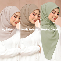 Foulard carré en mousseline 110x110cm le plus vendu, voile léger uni en mousseline de Malaisie pour femmes musulmanes, châle en voile de mousseline Bawal