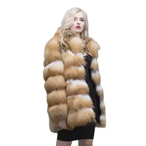 MWFur Winter Red Fox Coat Winter Warm Fashion Large Size Fashion Fox Fur Coat for Women Winter Season Fashion Ladies