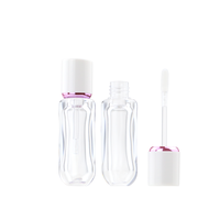 Emballage personnalisable, flacon transparent incurvé pour gloss à lèvres de 5 ml, tube transparent pour gloss à lèvres avec bouchon à vis, couvercle rond rose