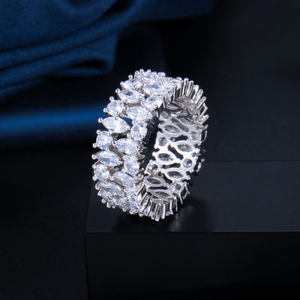 Cincin Janji Pernikahan Pesta Pertunangan Wanita Bulat Zirkon Kubik Cantik Perhiasan CZ Fashion Hadiah Ulang Tahun - Product Image 1