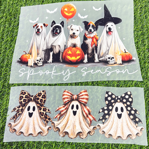 Transferencias Térmicas DTF Personalizadas de Alta Densidad a Todo Color, Lavables, con Diseño de Telaraña de Araña Fantasma de Calabaza para Camisetas, Sudaderas y Ropa de Halloween - Product Image 1