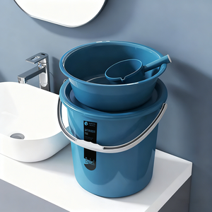 Ensemble de seaux en <span class=keywords><strong>plastique</strong></span> grande capacité, épaissis pour le stockage d'eau domestique, la lessive, le lavabo et le bain en dortoir étudiant. - Product Image 5