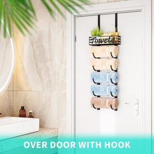 Modern Eco-friendly Bathroom <strong>Towel</strong> Rack Holder 6-Tier Floor Mounted Rolled <strong>Towel</strong> Storage Organizer Metal Shelf Basket - Product Image 4