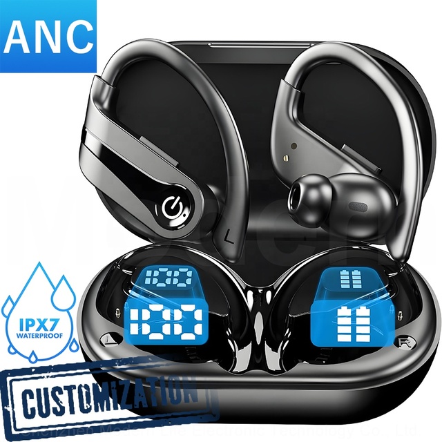 YYK-Q63-3 Ear Hook Sports True Wireless Earphones ANC TWS Earbuds Noise Cancelling with IPX7 Waterproof and 50ms Game Delay